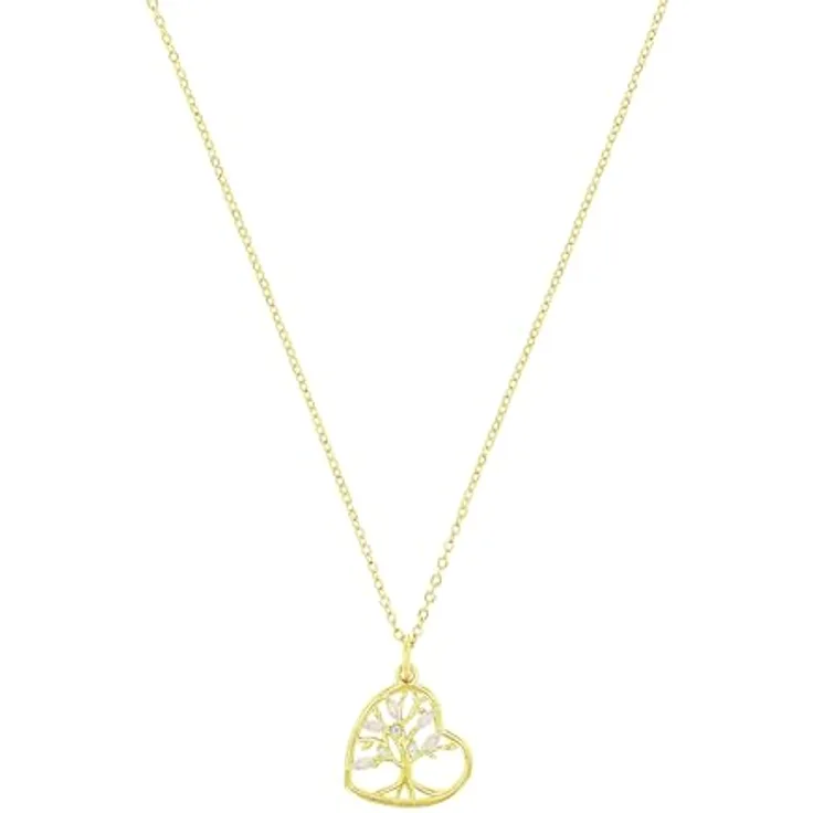 Amor Kette mit Anhänger, 925 Sterling Silber, mit Zirkonia, 42+3 cm, Weiß, Lebensbaum, in Schmuck Geschenk Box