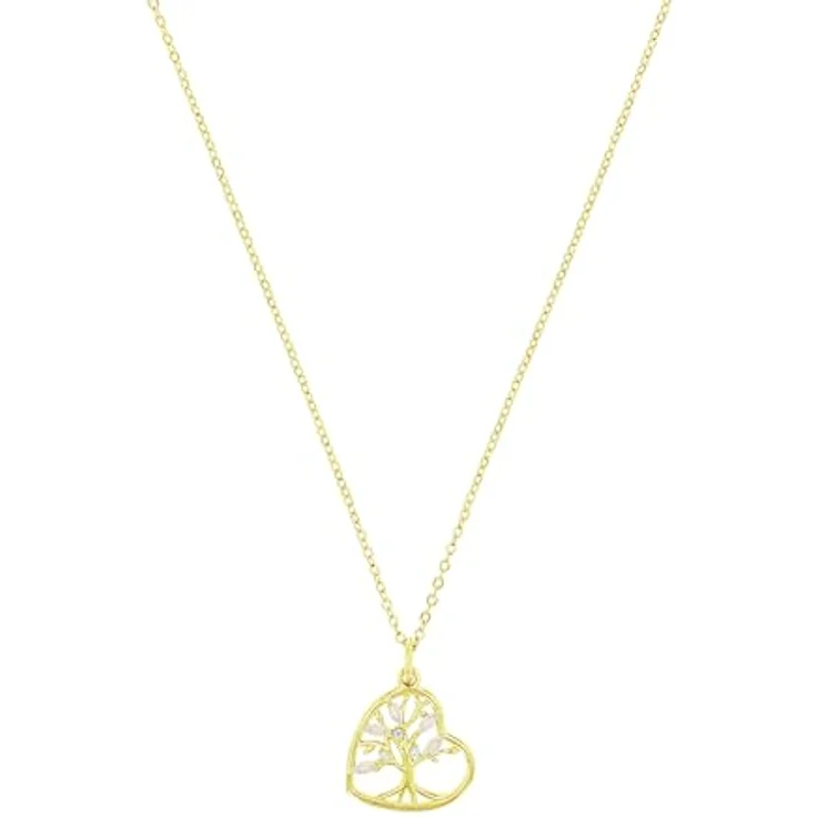 Amor Kette mit Anhänger, 925 Sterling Silber, mit Zirkonia, 42+3 cm, Weiß, Lebensbaum, in Schmuck Geschenk Box – Bild 1