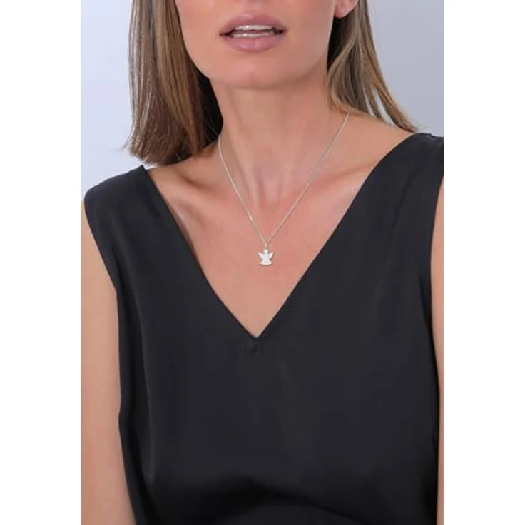 Elli DIAMONDS Halskette Damen Engel Anhänger mit Diamant (0,02 ct.) in 925 Sterling Silber, Hochglanzpoliert, 45 cm Länge – Bild 5