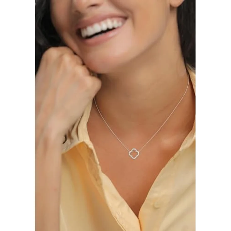 Elli Halskette Damen Kleeblatt Anhänger mit Zirkonia Kristallen, 925 Sterling Silber, elegantes Design – Bild 5