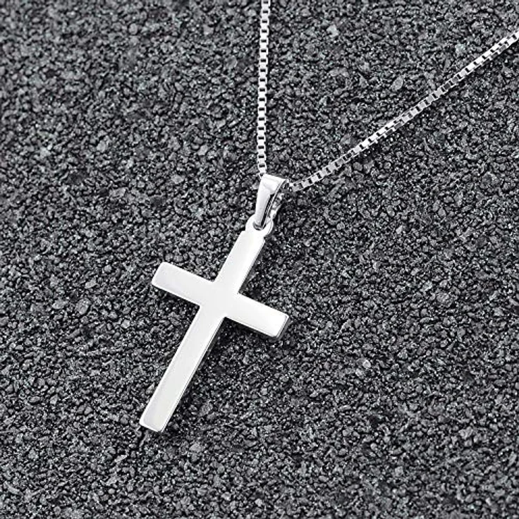 trendor Herren-Halskette mit Kreuz-Anhänger, Silber 925, 50 cm, modische Geschenkidee – Bild 2