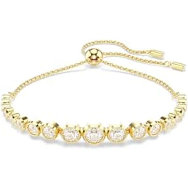 Swarovski Imber Tennis Armband, Vergoldetes Damenarmband mit Weißen Kristallen, 24 cm, Kugelschiebeverschluss – Bild 1