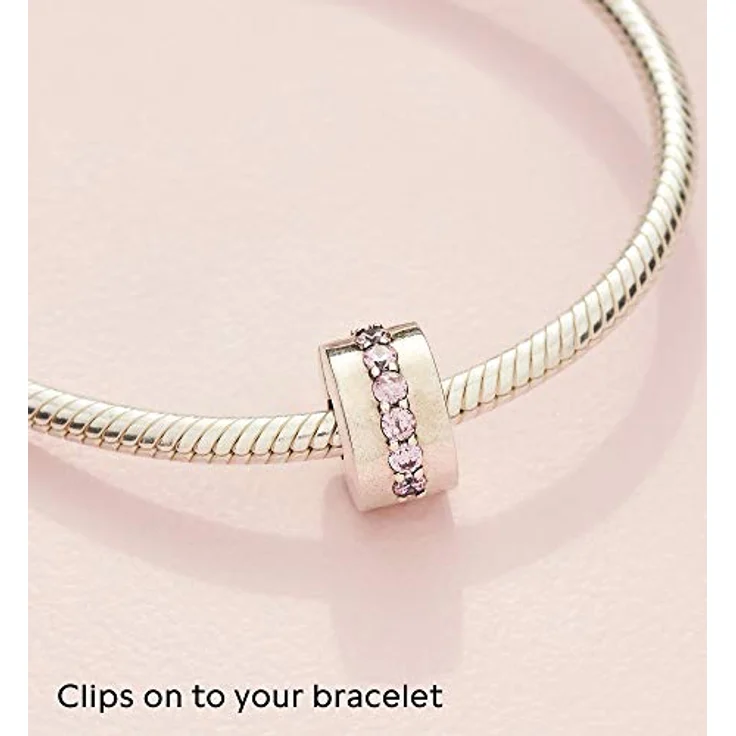 Pandora Charm Moments Rosafarbene funkelnde Linie Clip 791972PCZ, Charm-Anhänger mit funkelndem Design in Rosafarben – Bild 4