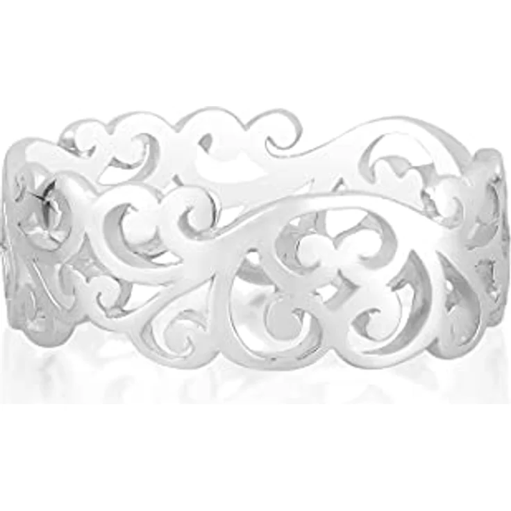Elli Damenring Ornament Cut Out Blätter, 925 Sterling Silber, handgefertigt, anlaufgeschützt – Bild 2