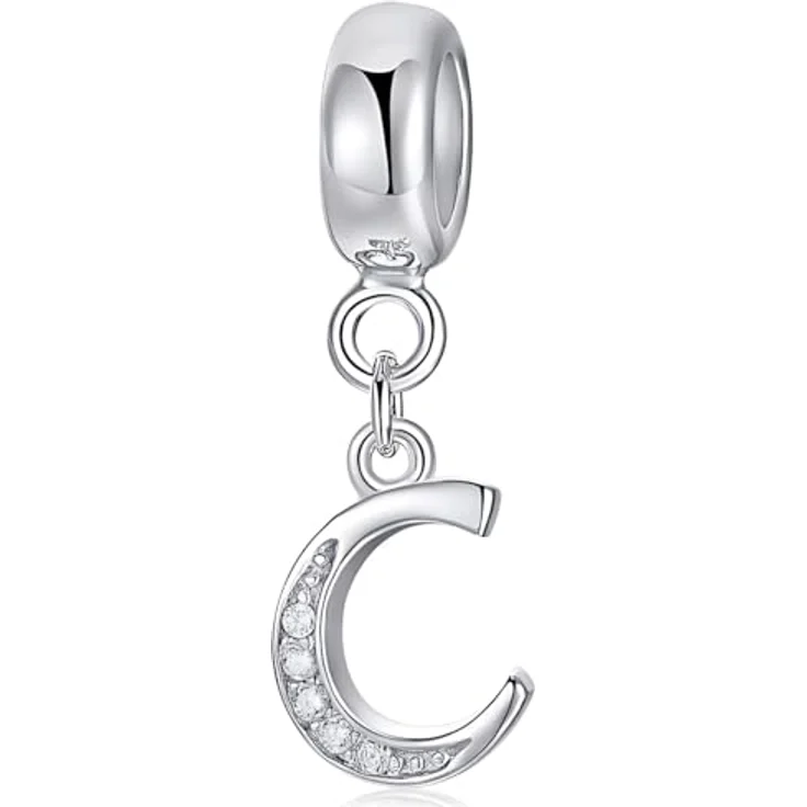 XWN Buchstabe Charm Anhänger A-Z, 925 Sterling Silber mit Zirkon für Pandora Armband und Halskette, kompatibel mit europäischen Armbändern für Frauen – Bild 1