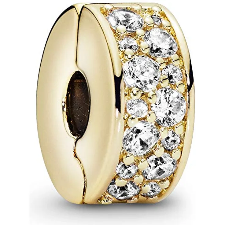 PANDORA SHINE Clip / Stopper "strahlende Eleganz", vergoldet mit Cubic Zirkonia, passt nicht auf feste Gewinde