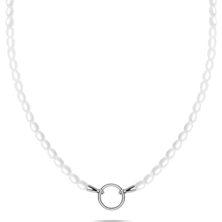 Tamaris Halskette für Charms, Edelstahl IP Silber, verstellbar bis 45 cm, Glasperlenkette, wasserfest & hautfreundlich – Bild 1