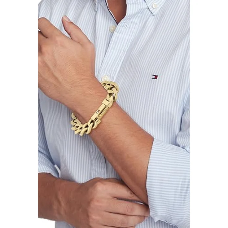 Tommy Hilfiger Jewelry Gliederarmband für Herren, Gelbgold, mit ikonischer Flagge und verstellbarer Klappschließe - 2790638 – Bild 3