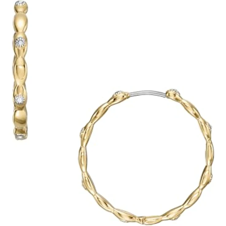 Fossil Damen Goldfarbener Edelstahl Ohrringe mit Ringverschluss, poliert – Bild 1