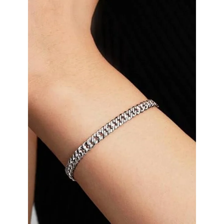 PANDORA Timeless Cuban-Kettenarmband aus Sterling Silber, hochglanzpoliert, Größe: 18cm, 594367C00-18 – Bild 3