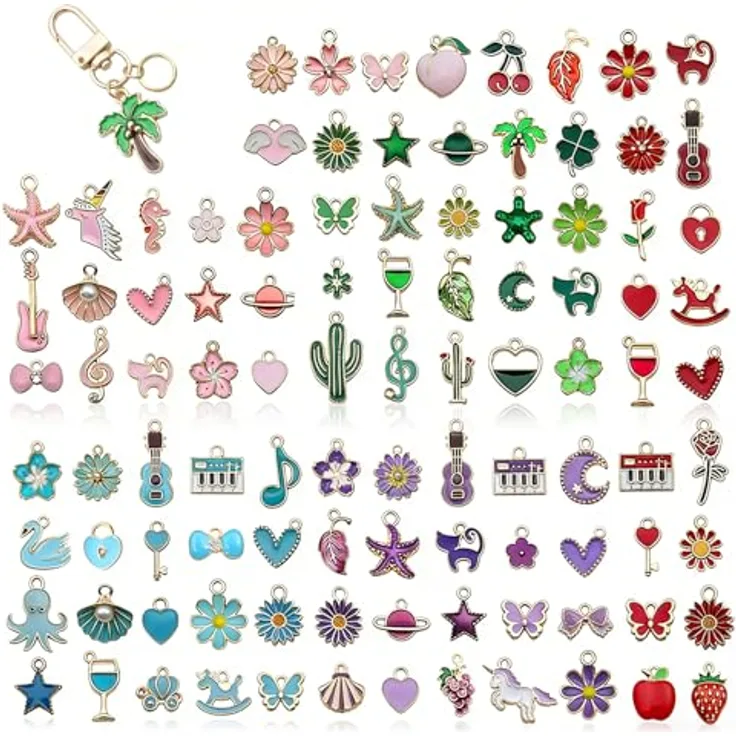 Cloxtralon Charms Anhänger Set, 100 Stück Charm Anhänger für DIY Armbänder und Halsketten, 5 Farben verfügbar