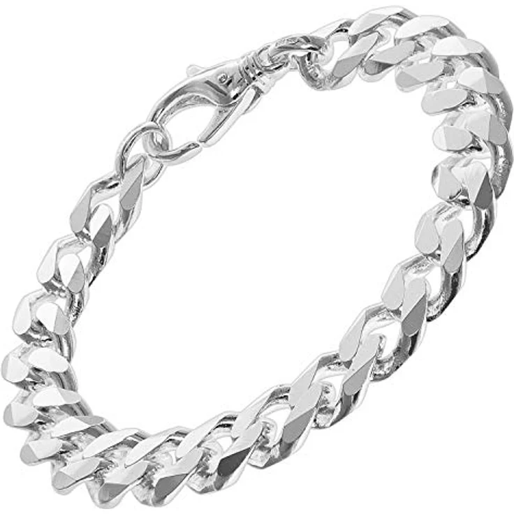 trendor Herren-Armband Silber 925, massives Panzerarmband mit 10,8 mm Breite und Hochglanzpolitur, 21 cm Länge, inkl. Karabiner-Verschluss, in Geschenkbox – Bild 1
