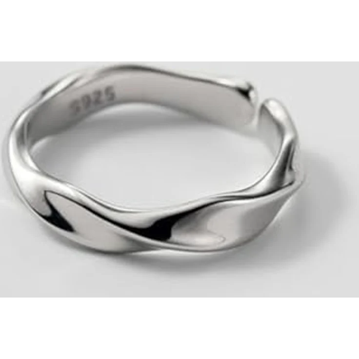 KONFEN Möbiusring Herren Ring, Verstellbare Geschnitzte Ringe mit Hochglanzpolierter Oberfläche, Hypoallergen, Silber – Bild 5