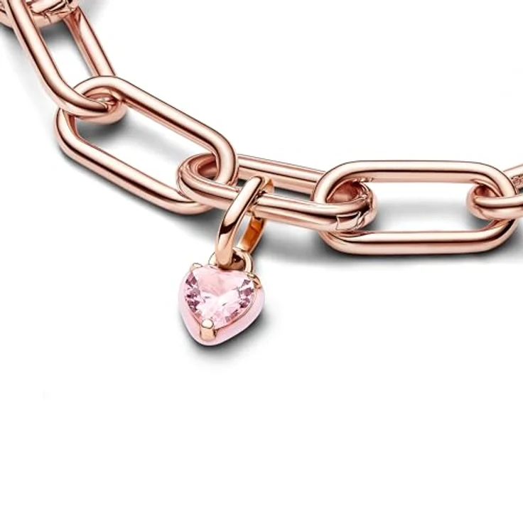 PANDORA ME Rosafarbenes Chakra-Herz Mini-Charm-Anhänger aus Sterling Silber mit 14 Karat vergoldeter Metalllegierung und Kristall, kompatibel mit ME und Moments Armbändern – Bild 3