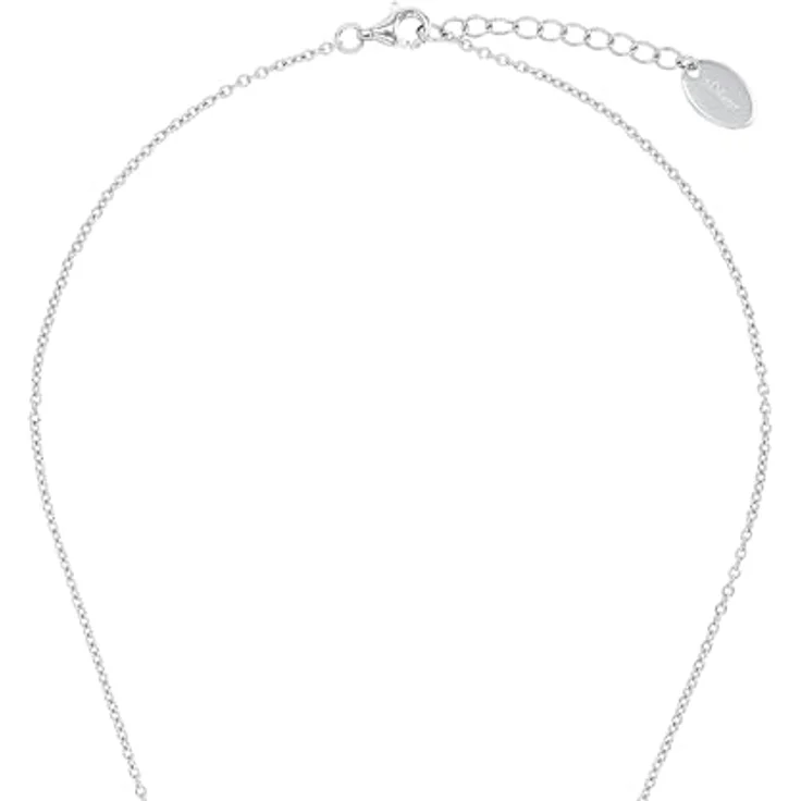 s.Oliver Kette mit Anhänger aus Edelstahl/925 Sterling Silber, Damen-Halsketten mit 15 Zirkonia-Steinen, verstellbar 42+3 cm, in Geschenkbox – Bild 3