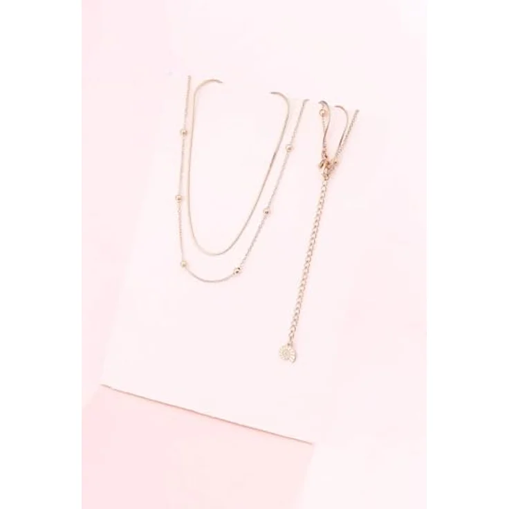 Happiness Boutique Mehrreihige Vergoldete Halskette, Filigrane Layering Kette aus Edelstahl in Roségold, verstellbare Länge 40-44 cm + 7 cm Verlängerung, anlaufgeschützt und wasserfest – Bild 4