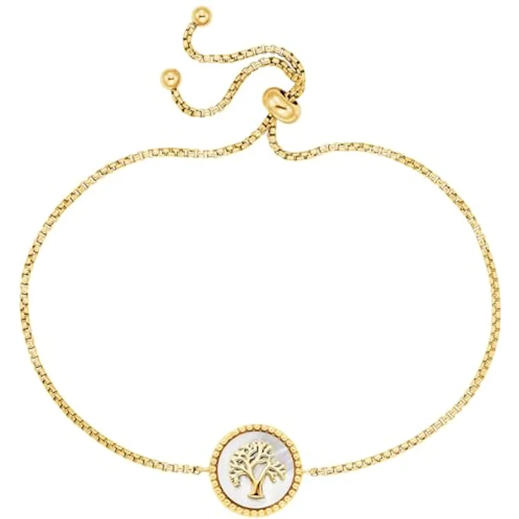 Engelsrufer Damen Armband ERB-LILTREE-PE-G, Gold, Sterling Silber mit Lebensbaum, längenverstellbar bis 24 cm, nickelfrei