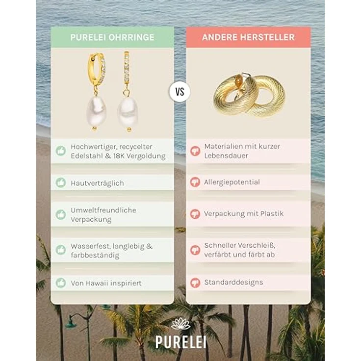 PURELEI Malahi Ohrringe (Gold) – Wasserfeste Damenohrringe aus Edelstahl mit 1,3 cm Durchmesser – Eleganter Modeschmuck inspiriert von Hawaii – Bild 4