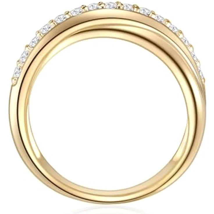 Rafaela Donata Damen Ring Wickelring 925/- Sterling Silber gelbvergoldet mit Zirkonia in Weiß, Bandring, Schmuckbox enthalten – Bild 3