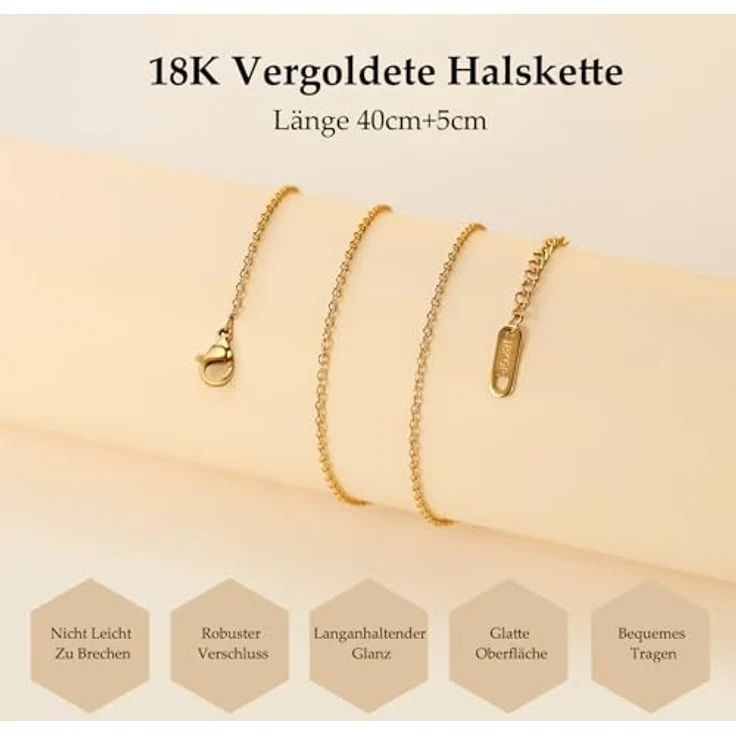Berry Only Verstellbare Halskette Damen Gold mit Buchstaben, 45 cm, rot – Geschenkidee für Frauen zu Geburtstagen, Valentinstag und Weihnachten – Bild 2