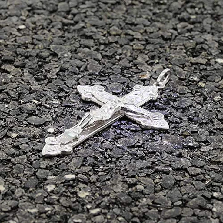 Trendor Kreuz Anhänger für Männer - 925 Silber, 65 mm, anlaufgeschützt rhodiniert, in Geschenk-Box, zeitlose Eleganz – Bild 3