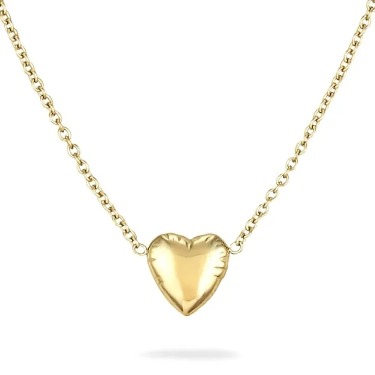 COPENHAGEN STUDIOS Balloon Hearts Halskette, gold - filigrane Damen-Halskette mit Herzanhänger - 14K vergoldeter Edelstahl - verstellbare Länge bis 50 cm - wasserfest