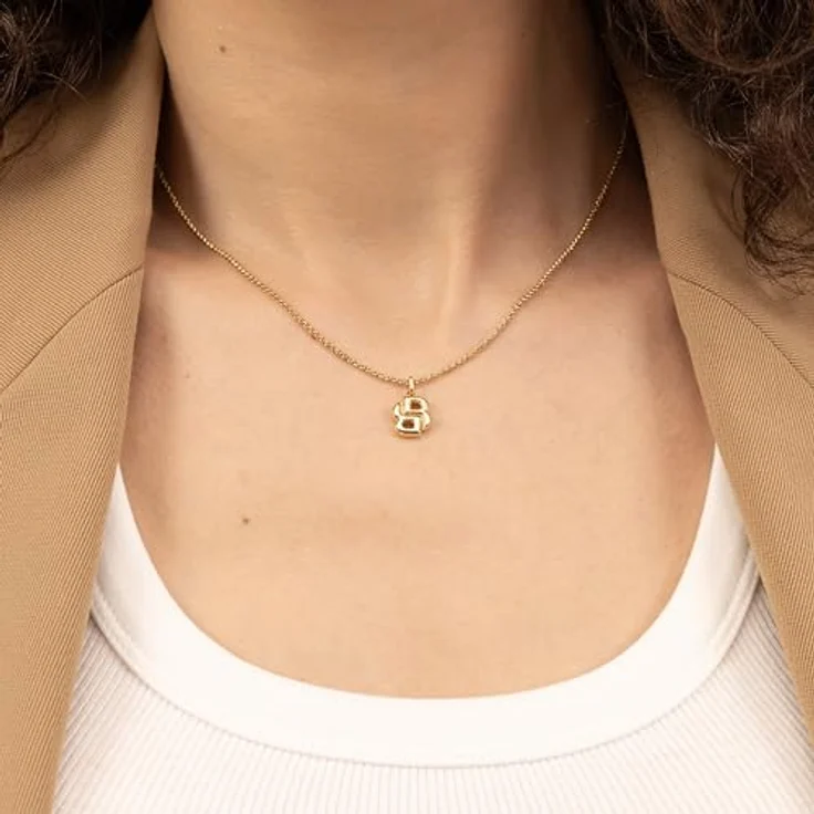 BOSS DOUBLE B PETIT, Damen-Halskette aus Gelbgold mit Doppel-B Charm, 457 mm + 50 mm Verlängerung – Bild 5