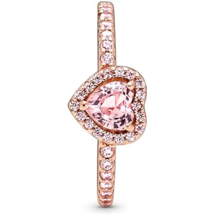 PANDORA ROSE Timeless Ring "funkelndes Herz", 14k rosévergoldet, rosa Kristall, Zirkonia, Größe 60 – Bild 4