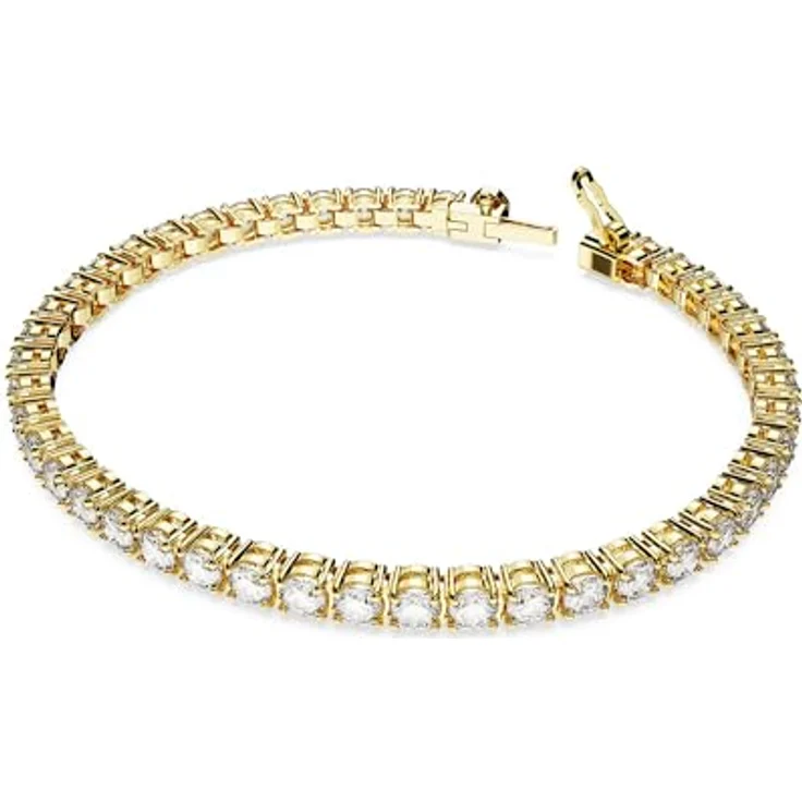 Swarovski Matrix Tennis Armband, Rundschliff, Weiß, Goldlegierungsschicht – Bild 2