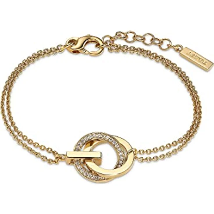 JETTE Damen-Armband 925er Silber mit 30 Zirkonia, Gelbgold, One Size, 17 cm + 3 cm Verlängerung – Bild 1
