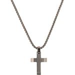 s.Oliver Kette mit Anhänger, Edelstahl, Kreuz, 40+3 cm, Silber, für Jungen, in Geschenkbox, 2035807