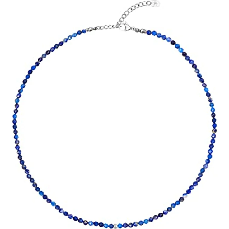 BERGERLIN Lapislazuli Halskette XS-S, echt mit facettierten Perlen, dunkel blau, 925 Sterling Silber – Bild 4