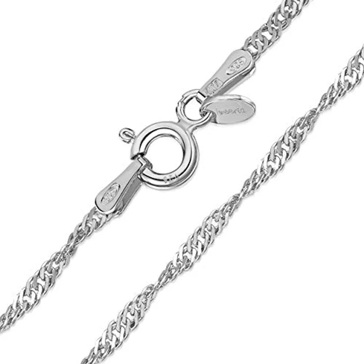 Amberta Designer Halskette - Feine Singapurkette für Kinder aus Sterling Silber 925, 1.95 mm, 36 cm, hypoallergen und langlebig – Bild 1