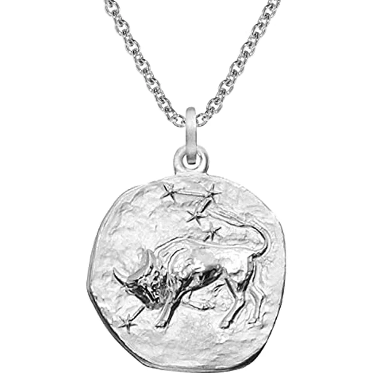 trendor Sternzeichen Stier Halskette 925 Silber mit Anhänger Ø 20 mm, 50 cm Rundanker-Kette für Damen und Herren, anlaufgeschützt rhodiniert – Bild 1