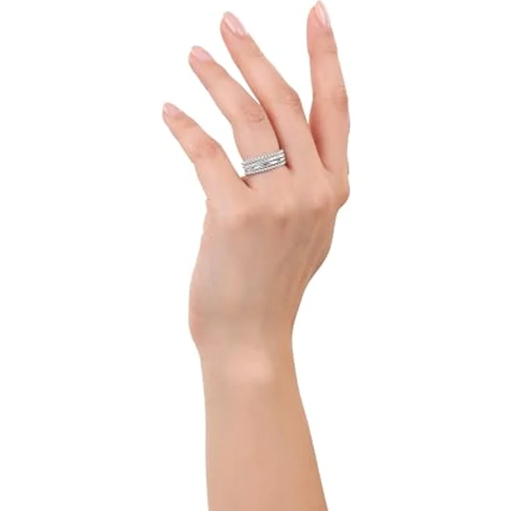 s.Oliver Damen Ring Set, 4-teilig aus 925 Sterling Silber, rhodiniert, mit Zirkonia, Größe 54 – Bild 2