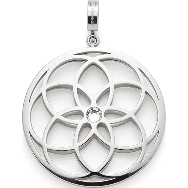 JEWELS BY LEONARDO Clip & Mix Flowery, Ketten-Anhänger aus silberfarbenem Edelstahl mit blumenartigem Muster, 4,8 x 3,6 cm, Schmuck Geschenk für Frauen, 024942