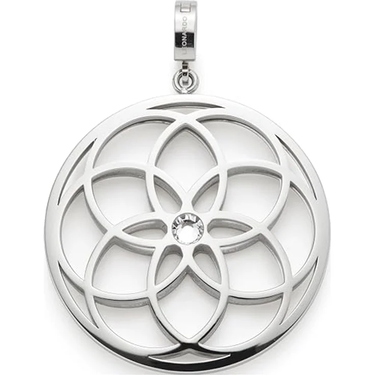 JEWELS BY LEONARDO Clip & Mix Flowery, Ketten-Anhänger aus silberfarbenem Edelstahl mit blumenartigem Muster, 4,8 x 3,6 cm, Schmuck Geschenk für Frauen, 024942 – Bild 1