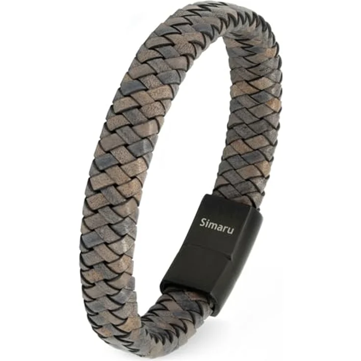 Simaru Narvik Lederarmband, Echtleder mit Edelstahl Magnetverschluss, 12mm, Unisex, Made in Germany – Bild 1