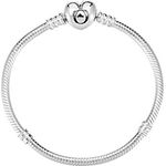 PANDORA PULSERA Plata CIERRE Corazon, Damen-Armband 17CM aus Sterling Silber mit Herzenverschluss