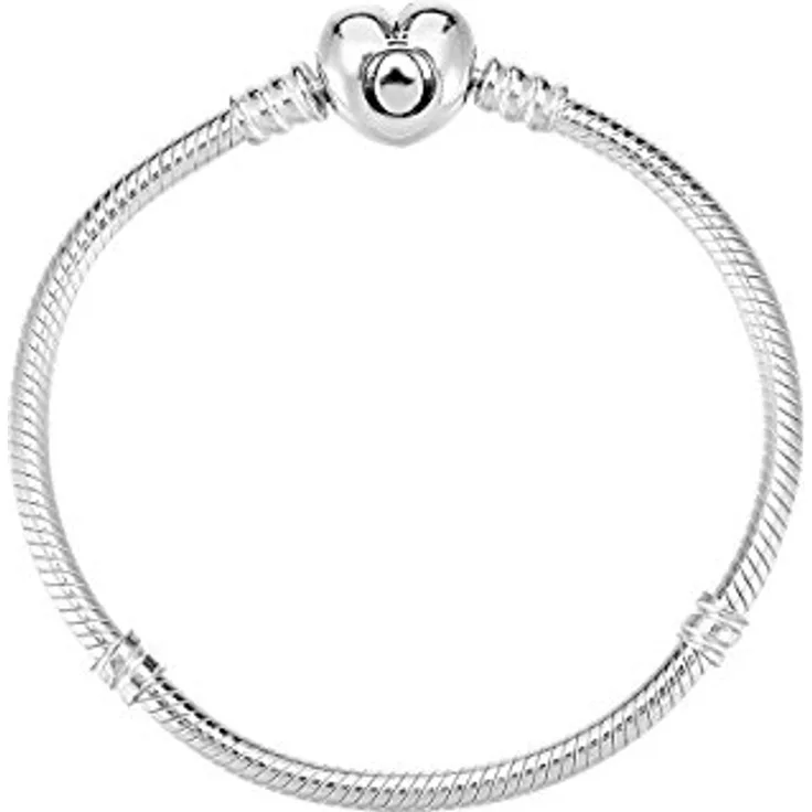 PANDORA PULSERA Plata CIERRE Corazon, Damen-Armband 17CM aus Sterling Silber mit Herzenverschluss