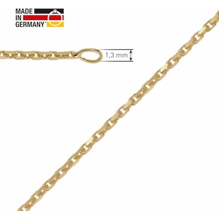 trendor Kette ohne Anhänger Damen 925 Silber vergoldet, feine Ankerkette 1,3 mm mit Hochglanzpolitur und Federring-Verschluss – Bild 4