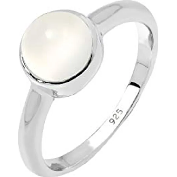 Elli Ring Damen Elegant mit Mondstein, 925 Sterling Silber, handgefertigt, anlaufgeschützt