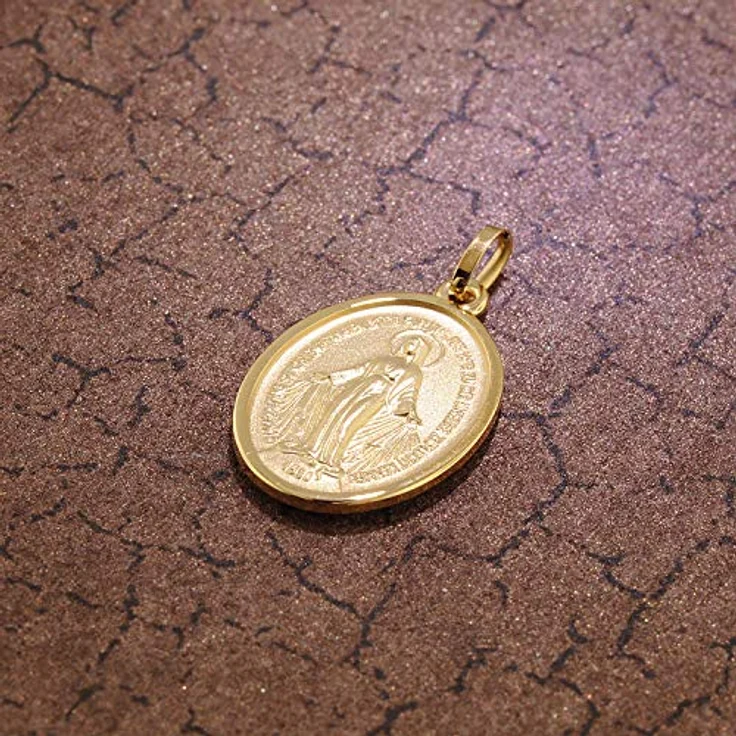 trendor Milagrosa Anhänger Gold 750 (18 Karat) 20 mm, Echtgold Anhänger mit Abbild der Heiligen Maria, beidseitige Prägung, für Damen und Herren, Geschenkverpackung inklusive – Bild 4