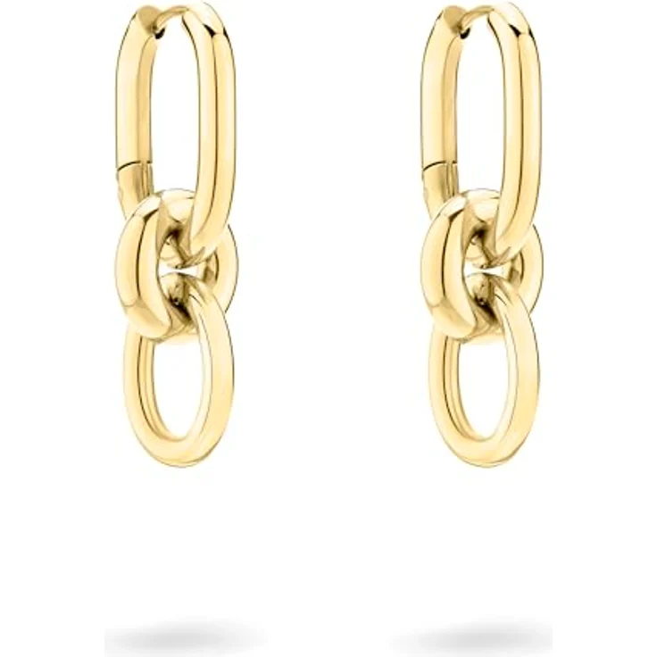 Liebeskind Berlin Creole LJ-1509-E-28, Damen-Ohrringe aus Edelstahl, IP Gold poliert, 3 cm mit Schanierverschluss – Bild 1
