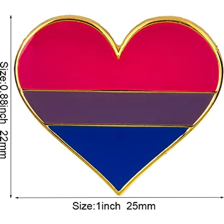 Sinwinkori Pack 5 Bisexual Pride Herzform Anstecknadel Broschen, hochwertige Metall- und Emaille-Ausführung, 22 x 25 mm – Bild 2