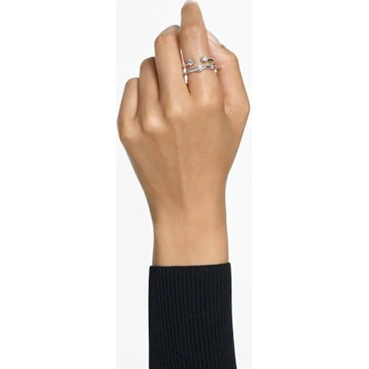 Swarovski Constella Ring-Set, Zwei Rhodinierte Damenringe mit Weißen Swarovski Kristallen – Bild 4