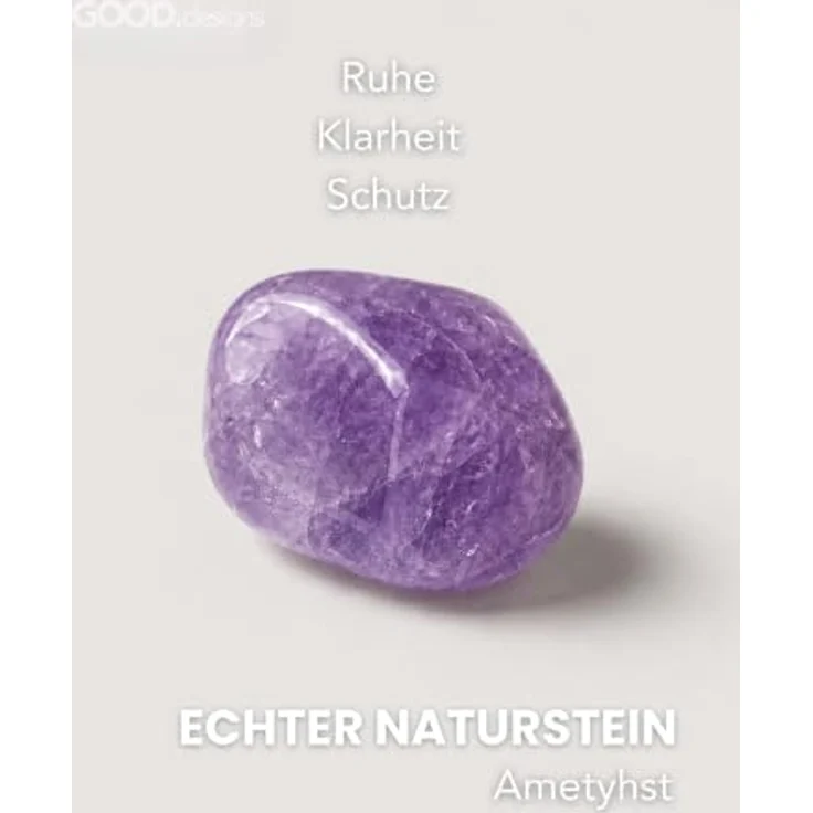 GD GOOD.designs Edelstein Amethyst Armband mit 18K vergoldetem Edelstahl Herz, elastisch 15–19 cm, inkl. Schmuckbeutel, wasserfest, 6 mm Naturstein Perlen – Bild 2