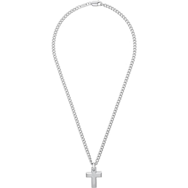 s.Oliver Herren-Halskette mit Kreuzanhänger, 50 cm, hochwertiger Edelstahl, in Schmuck Geschenk Box – Bild 4