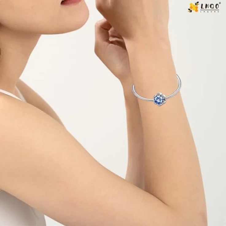 LNQOBU Silber 925 Charms Anhänger mit Spacer Beads, kompatibel mit Pandora und europäischen Armbändern, ca. 4,5-5 mm Lochgröße – Bild 3