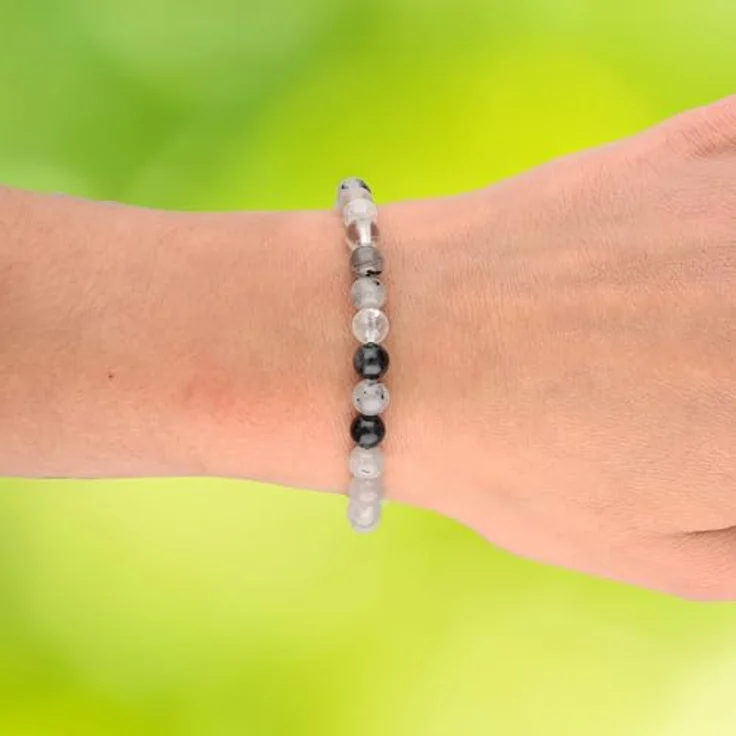 Lebensquelle Plus Kugelarmband Turmalinquarz | 6 mm Perlenarmband | Dehnbar, Hochwertiges Edelsteinarmband mit Edelsteinkarte – Bild 2